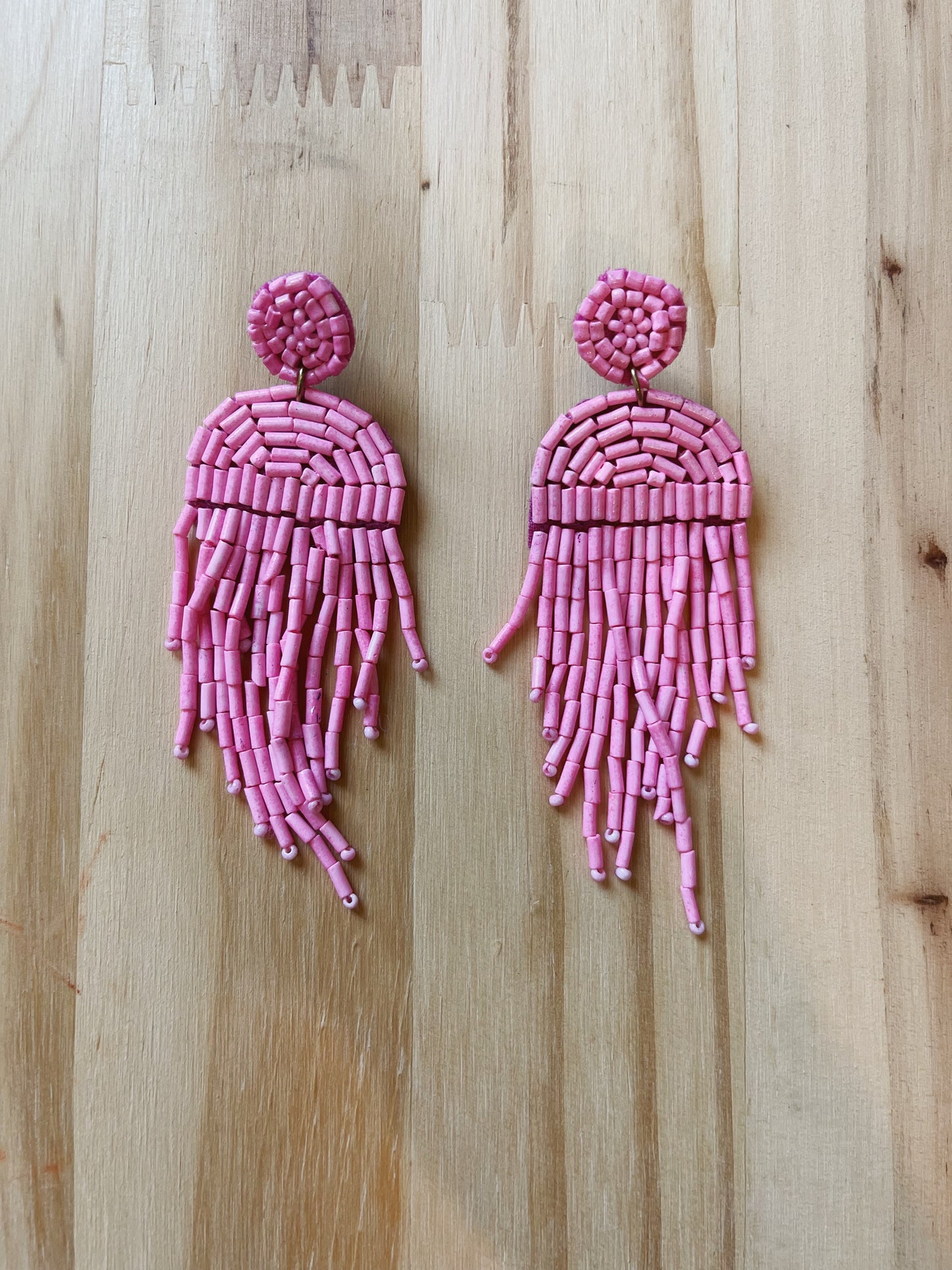 Pink Seed Bead Earrings