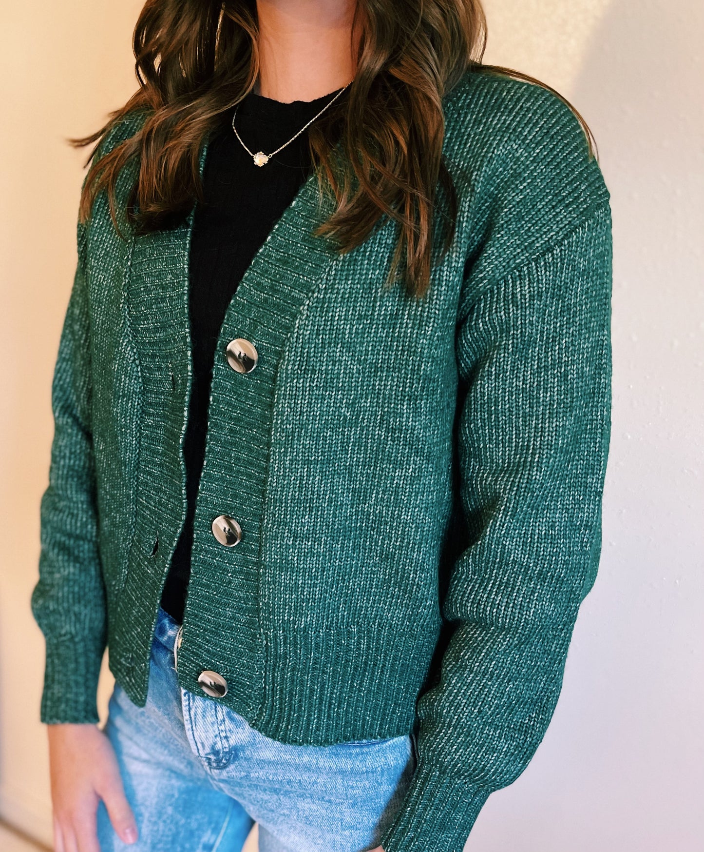 Green Short Sweater Cardigan