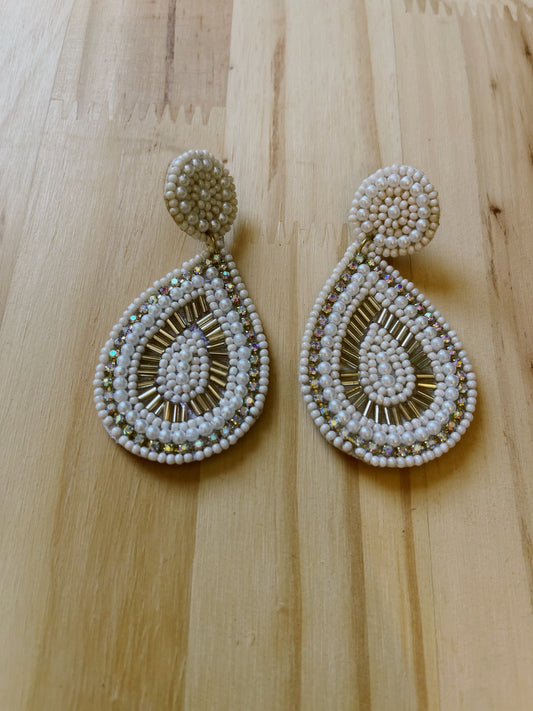 White Multi Seed Bead Earrings