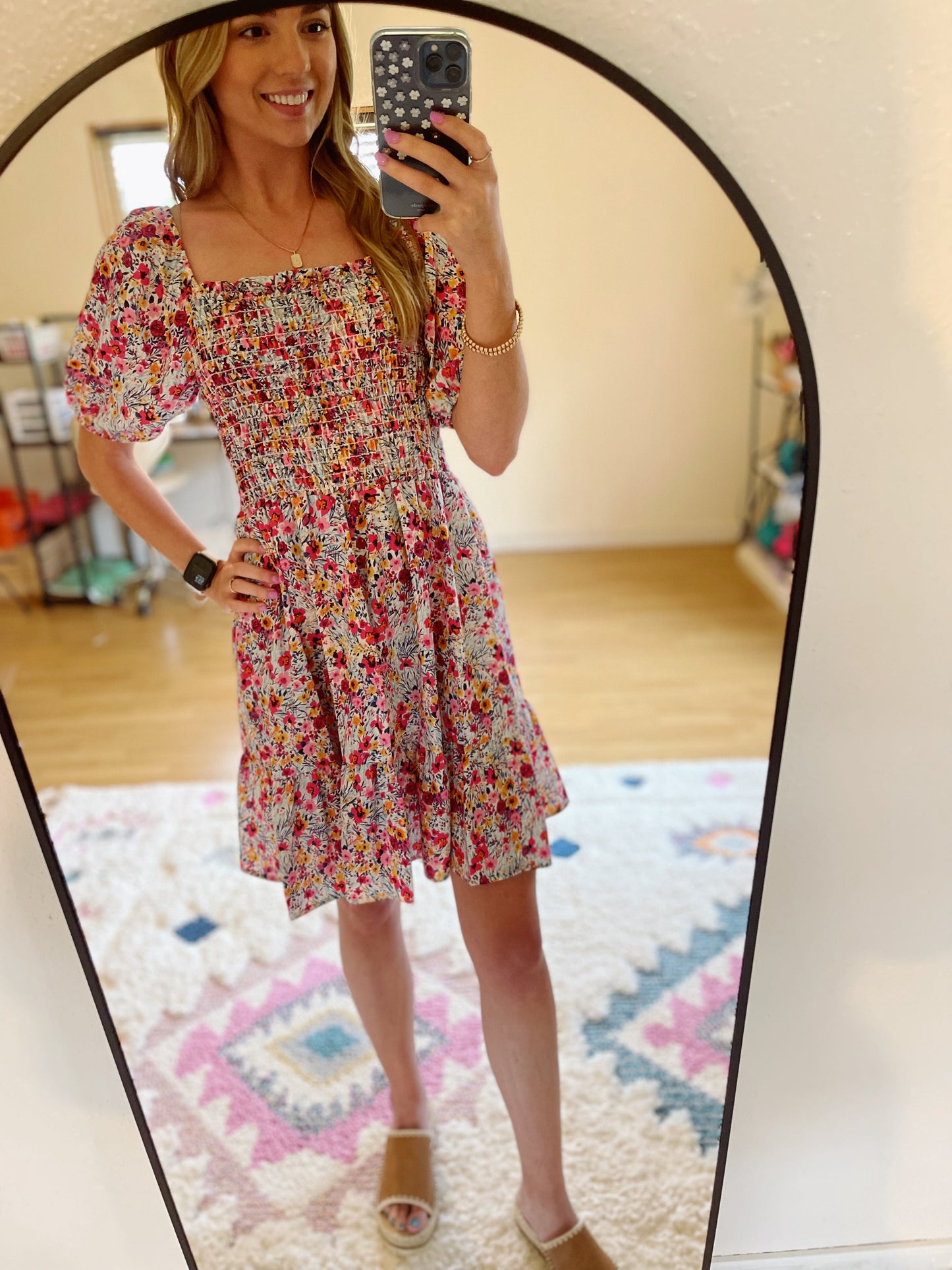 Floral Square Neck Dress