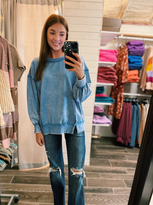 Blue Acid Wash Sweatshirt