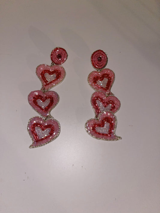 Heart Seed Bead Earrings