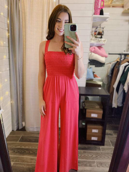 Flamingo Pink Jumpsuit