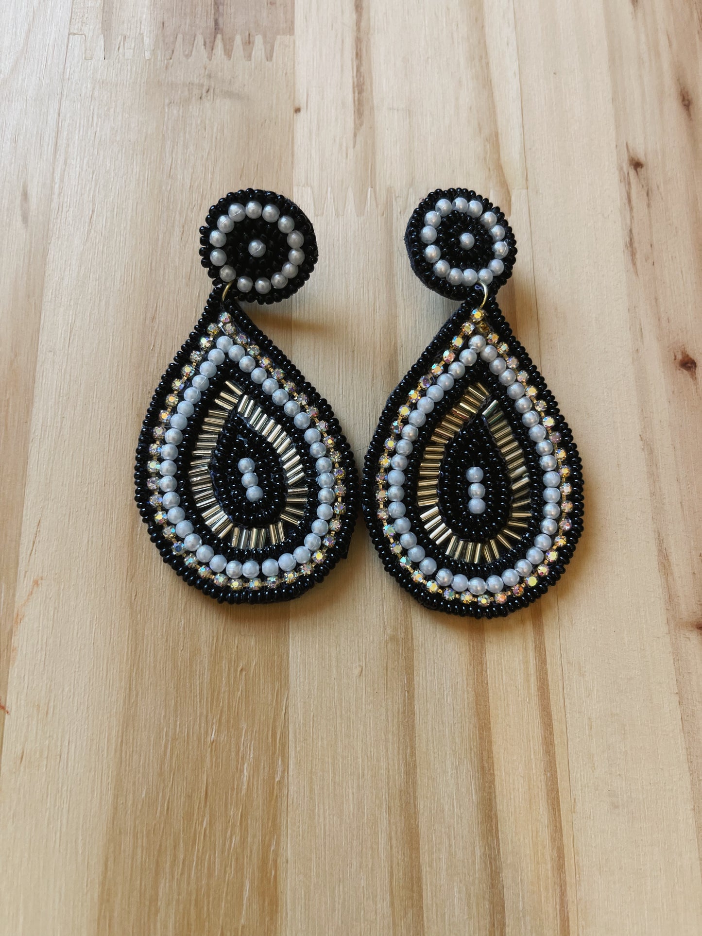 Black Multi Seed Bead Earrings