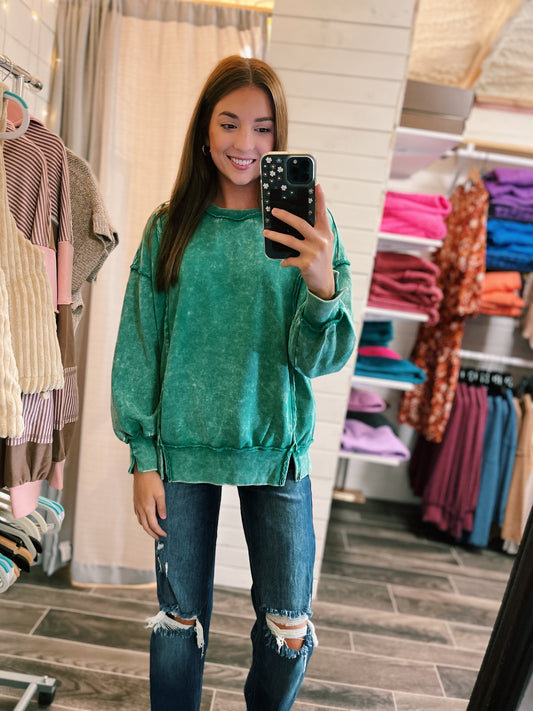 Green Acid Wash Sweatshirt